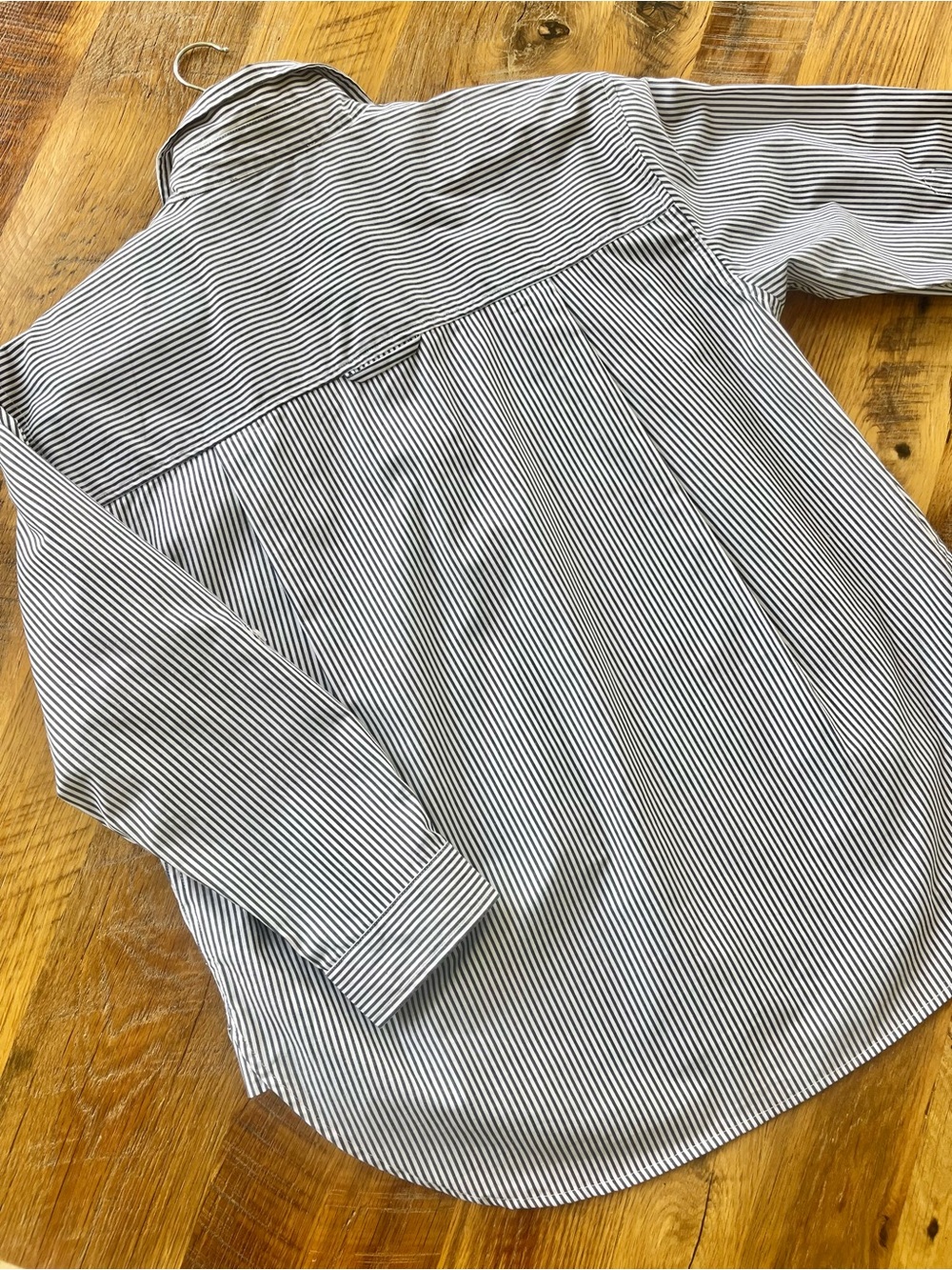 Navy Stripe Boyfriend Button Down Shirt 100% Cotton Oversized L - Picture 5 of 7